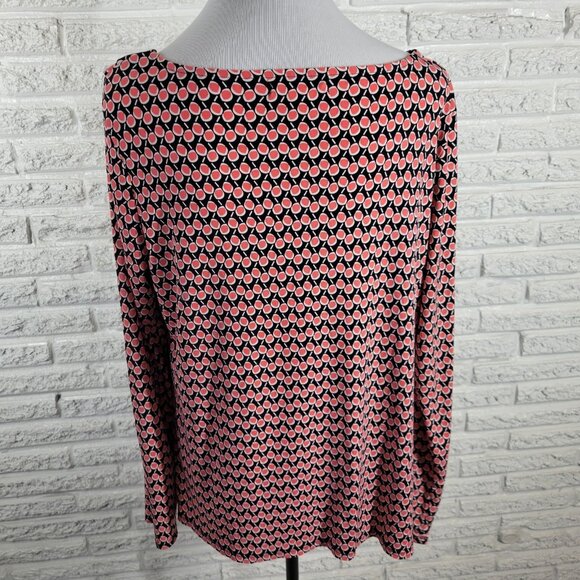 Liz Claiborne Womens Top Extra Large Black Pink Geometric Draped Neck GEO92E - Picture 6 of 10